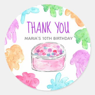 Slime kid birthday party thank you sticker