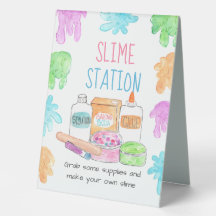 Slime kid birthday table sign