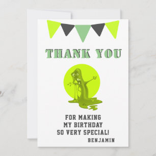 Slime Monster Green Funny Birthday Thank You Card