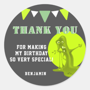 Slime Monster Thank you Birthday Classic Round Sticker