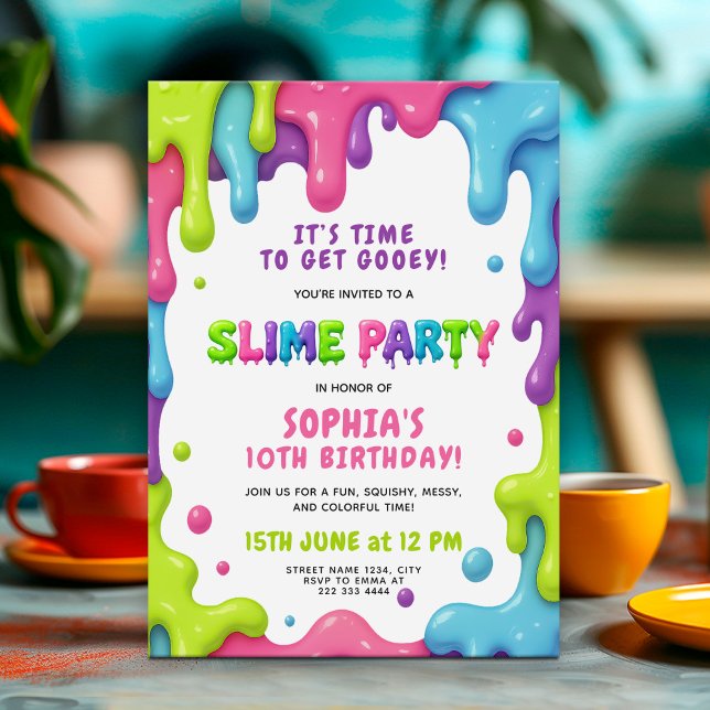 Slime Party Birthday Bash Colourful Gooey Design Invitation (Creator Uploaded)