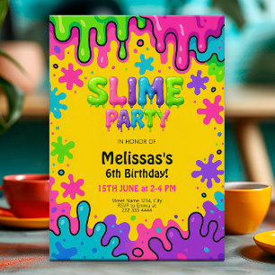 Slime Party Birthday for Kids, Colourful DIY Theme Invitation