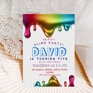 Slime Party Invitation Ranbow Slime Birthday