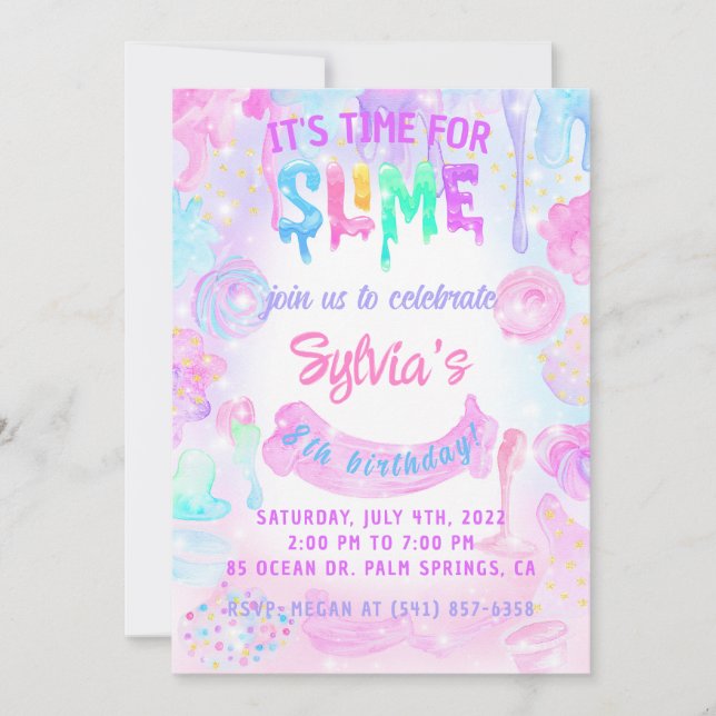 Slime Watercolor Invitation (Front)