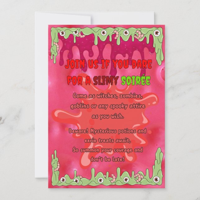 Slimy Halloween Invitation Card (Front)