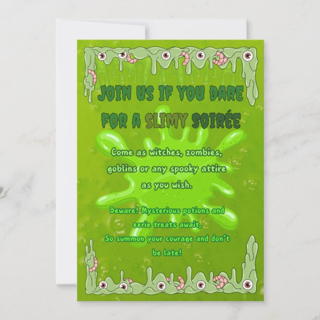 Slimy Halloween Invitation Card (Front)