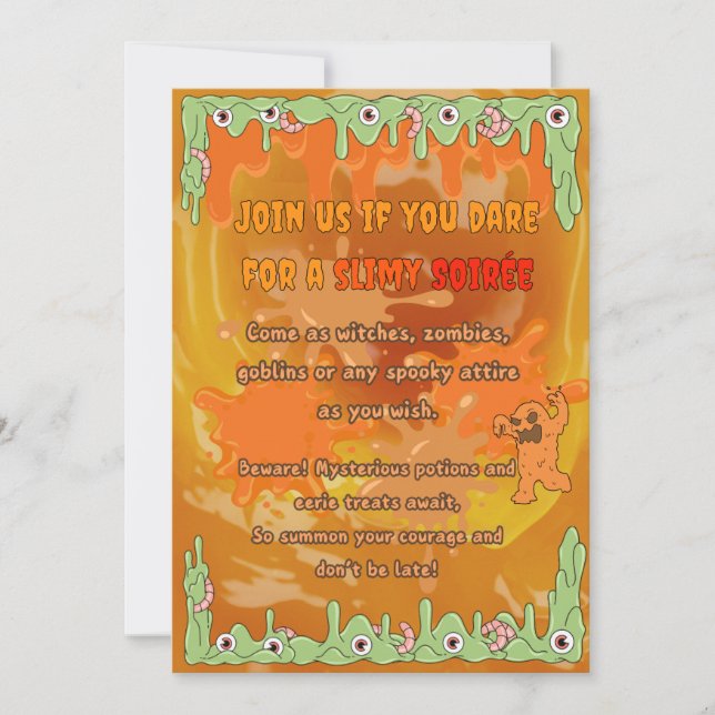 Slimy Halloween Invitation Card (Front)
