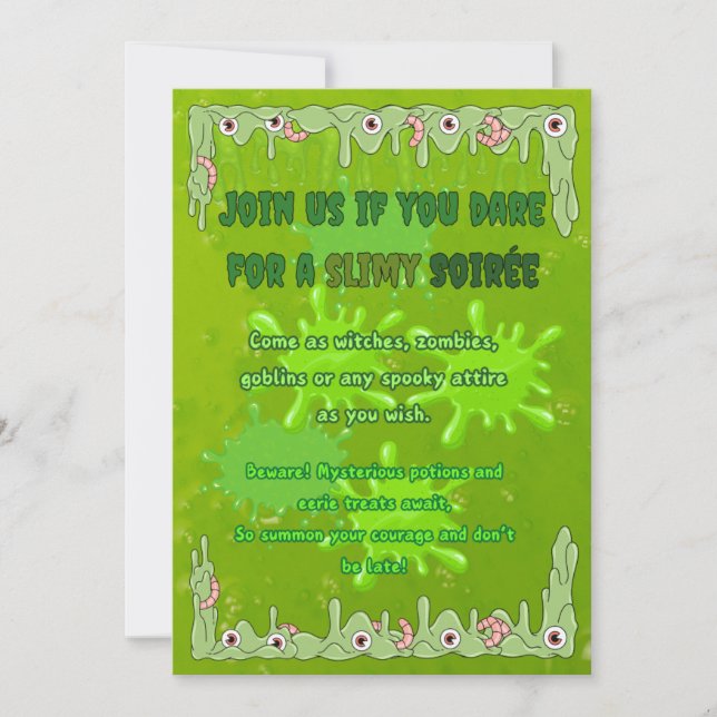 Slimy Halloween Invitation Card (Front)