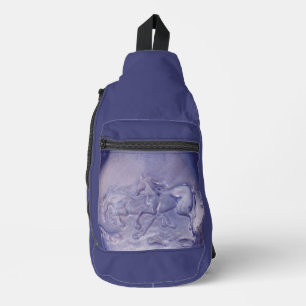 Sling Bag -  Running Horses on Blue