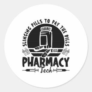 Slinging Pills Pharmacist Pharmacy Technician Gift Classic Round Sticker
