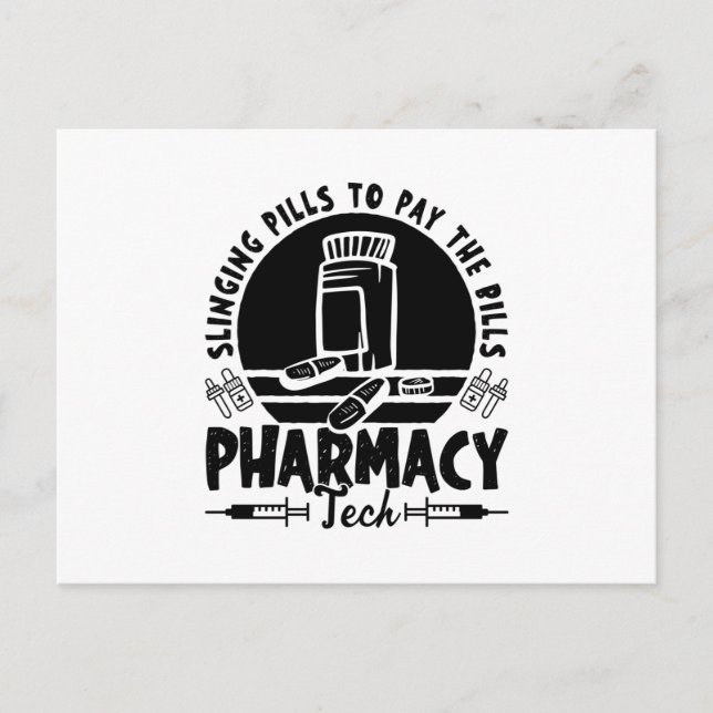 Slinging Pills Pharmacist Pharmacy Technician Gift Postcard (Front)