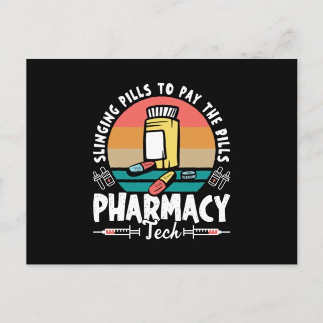 Slinging Pills Pharmacy Technician Pharmacist Gift Postcard (Front)
