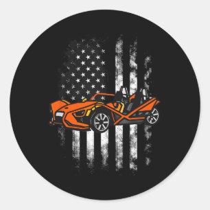 Slingshot Car American Usa Flag 4th Of July  Classic Round Sticker