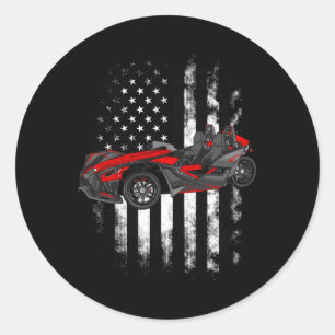 Slingshot Car American Usa Flag 4th Of July Slings Classic Round Sticker
