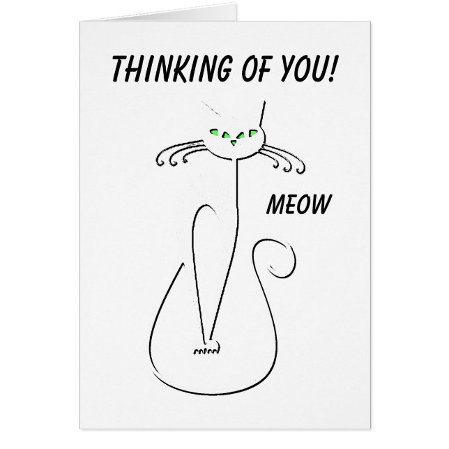 Slinky Black Cat Custom Text Green Eyes Blank  (Front)