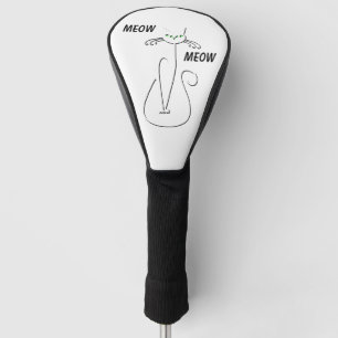 Slinky Black Cat Meow Meow Custom Text Green Eyes Golf Head Cover