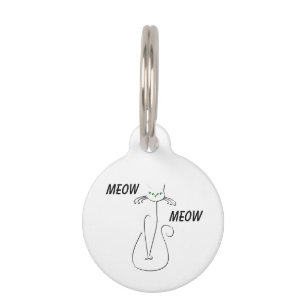 Slinky Black Cat Meow Meow Custom Text Green Eyes Pet Tag