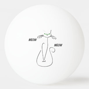 Slinky Black Cat Meow Meow Custom Text Green Eyes Ping Pong Ball