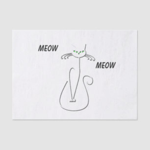 Slinky Black Cat Meow Meow Custom Text Green Eyes Tissue Paper