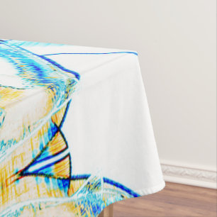 Slipped ink no, image with yellow, cyan blue stain tablecloth