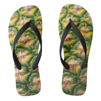 Slippers with pineapple print close up thongs
