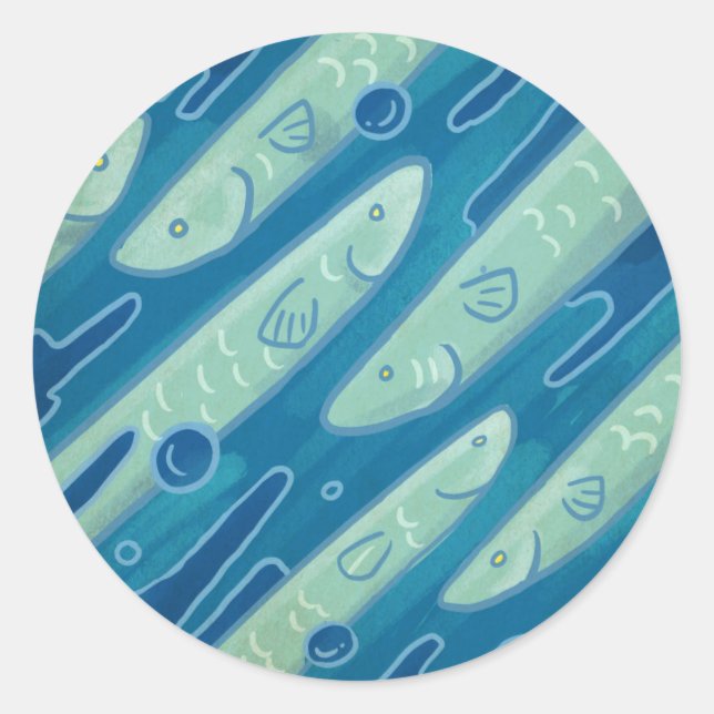 Slippery Eel - Animal Pattern Illustration Classic Round Sticker (Front)