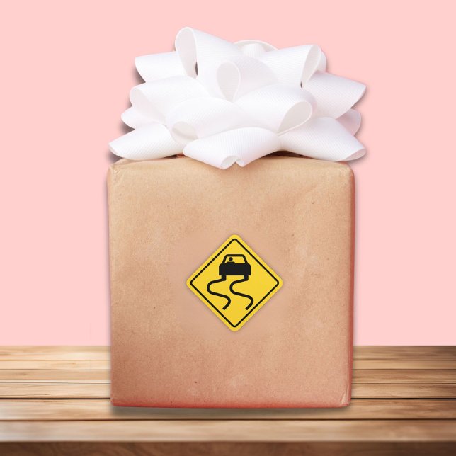 Slippery Road when Wet Square Sticker (Creator Uploaded)