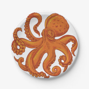 Slippery Sea Creature Ocean Octopus Long Tentacles Paper Plate
