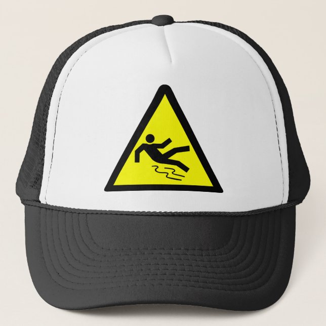Slippery Surface Warning Trucker Hat (Front)