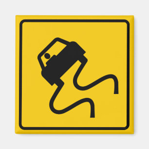 Slippery When Wet Highway Sign Magnet