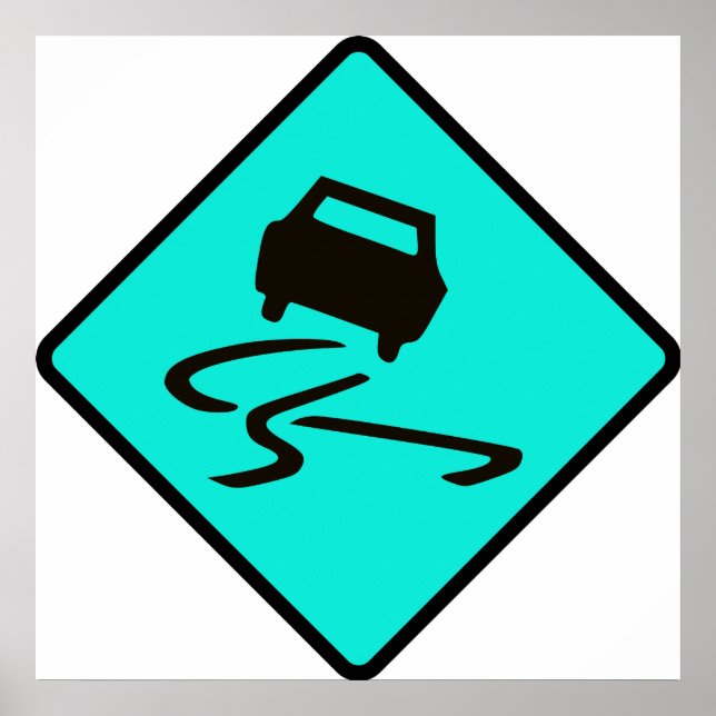 Slippery When Wet Road Traffic sign Australia Car (Front)