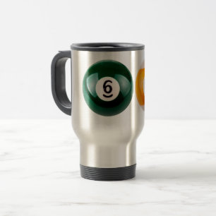 SlipperyJoe 69 hard pool table two billiard balls  Travel Mug