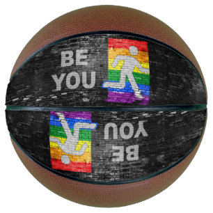 SlipperyJoe Be You, stick figure running, black br Basketball