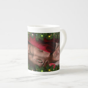 SlipperyJoe candy canes male chest lollipop colorf Bone China Mug