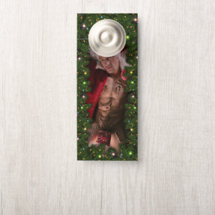 SlipperyJoe candy canes male chest lollipop colorf Door Hanger