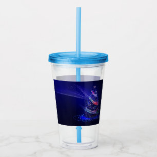 SlipperyJoe Christmas tree digital translucent red Acrylic Tumbler