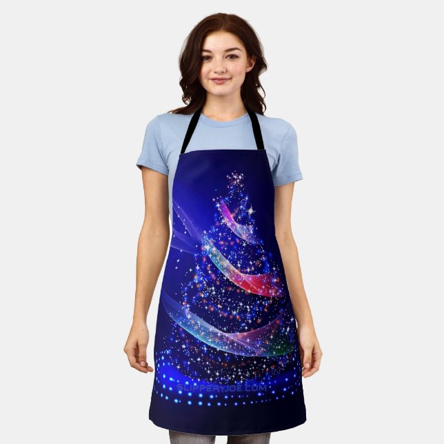 SlipperyJoe Christmas tree digital translucent red Apron (Worn)