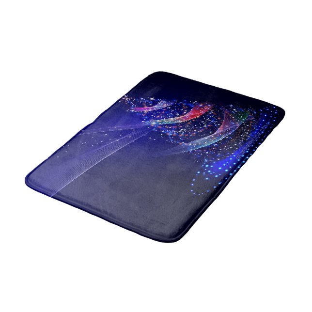 SlipperyJoe Christmas tree digital translucent red Bath Mat (Angled)
