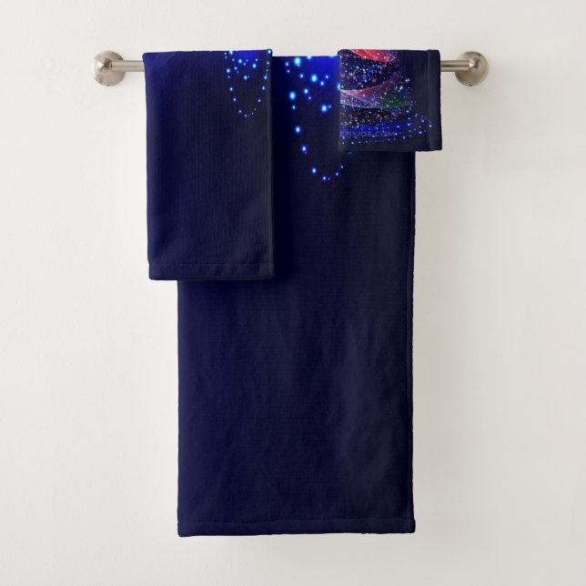 SlipperyJoe Christmas tree digital translucent red Bath Towel Set (Insitu)