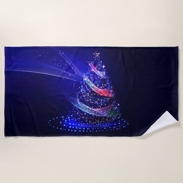 SlipperyJoe Christmas tree digital translucent red Beach Towel (Front)