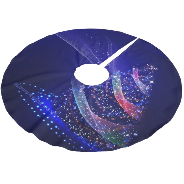 SlipperyJoe Christmas tree digital translucent red Brushed Polyester Tree Skirt (Angled)