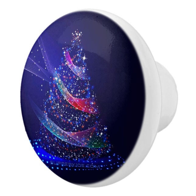 SlipperyJoe Christmas tree digital translucent red Ceramic Knob (Right)