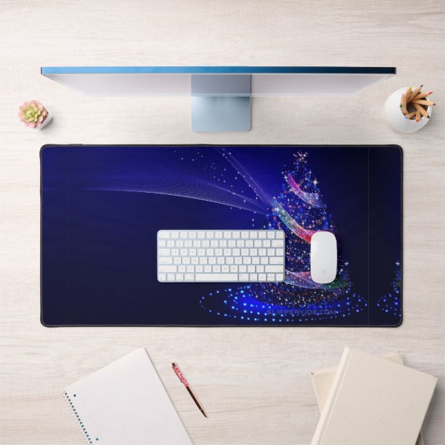 SlipperyJoe Christmas tree digital translucent red Desk Mat (Office 1)