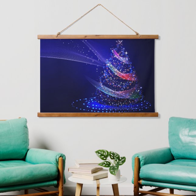 SlipperyJoe Christmas tree digital translucent red Hanging Tapestry (Living Room)