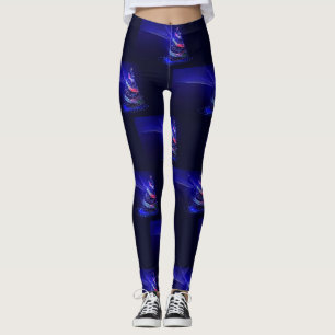SlipperyJoe Christmas tree digital translucent red Leggings