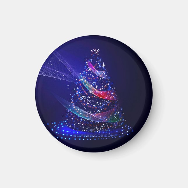SlipperyJoe Christmas tree digital translucent red Magnet (Front)