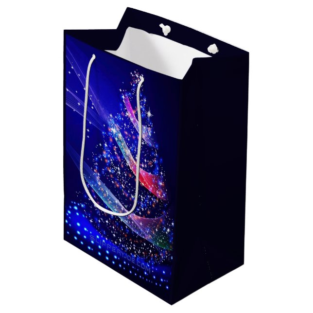 SlipperyJoe Christmas tree digital translucent red Medium Gift Bag (Front Angled)
