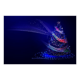 SlipperyJoe Christmas tree digital translucent red Poster