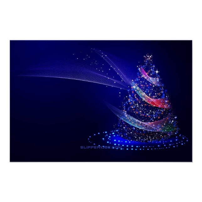 SlipperyJoe Christmas tree digital translucent red Poster (Front)