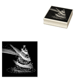 SlipperyJoe Christmas tree digital translucent red Rubber Stamp